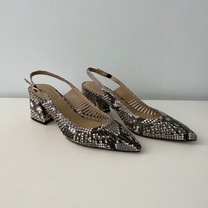 Marc Fisher Snakeskin Block Heel Slingbacks